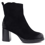 Black women’s heeled platform ankle boots Potocki SZ12844
