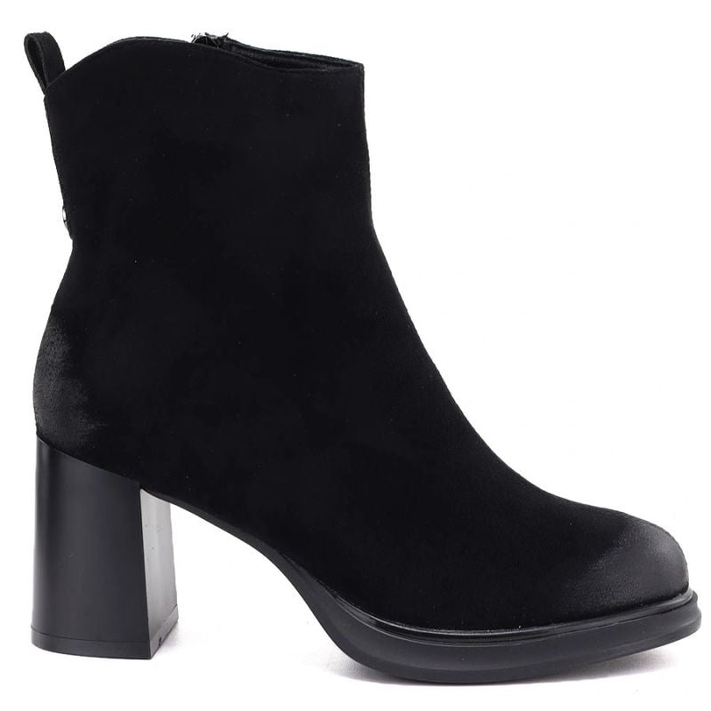 Black women’s heeled platform ankle boots Potocki SZ12844