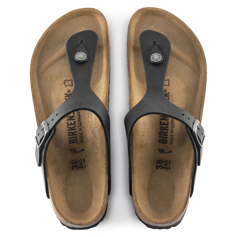 Birkenstock Gizeh NU Oiled Black Regular Women's/Men's Flip-Flops Oiled Leather for Wide Feet (0845251) Footwear/Lifestyle/Birkenstock/Japonki Birkenstock