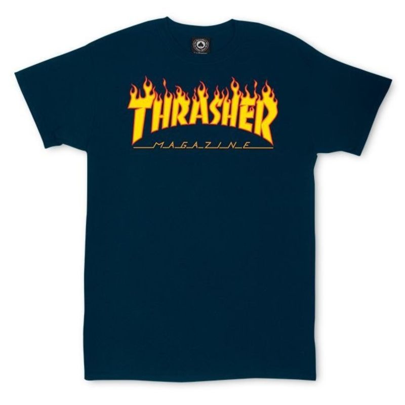 Thrasher Flame Logo Navy T-shirt - 110102/NY Odzież/Odzież na co dzień Your Sports Performance