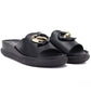 Women's leather wedge sandals, black, S.Barski KV61-6046 S.Barski