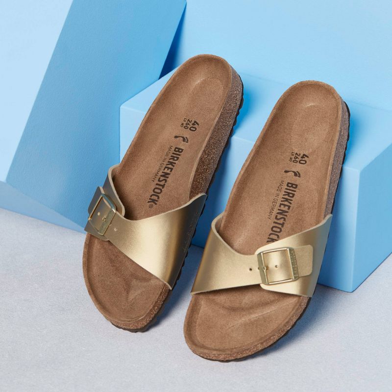 Birkenstock Madrid Birko-Flor Gold women's regular wide gold flip-flops (1016106) Footwear/Lifestyle/Brinkenstock/Klapki/chodaki Your Sports Performance