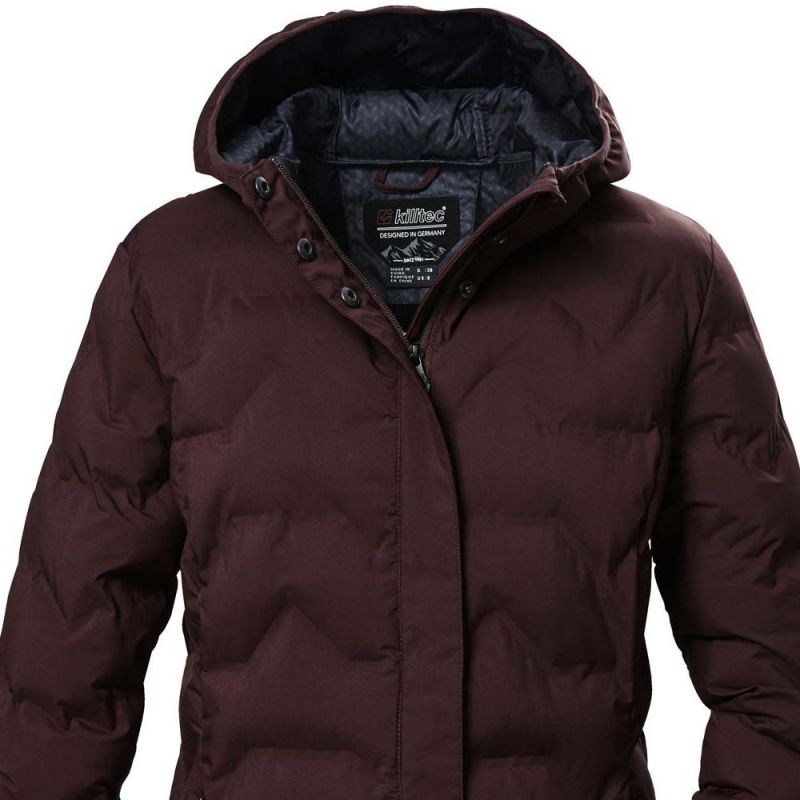 Killtec KOW 9 women's quilted jacket with hood, waterproof long winter parka, burgundy (41806/447) In preparation Your Sports Performance