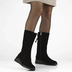 Women's leather high wedge ankle boots, black Filippo DBT7210