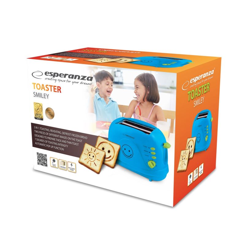 Esperanza Smiley EKT003B Toaster (750W; blue) AGD - Produkty/Tostery Your Sports Performance