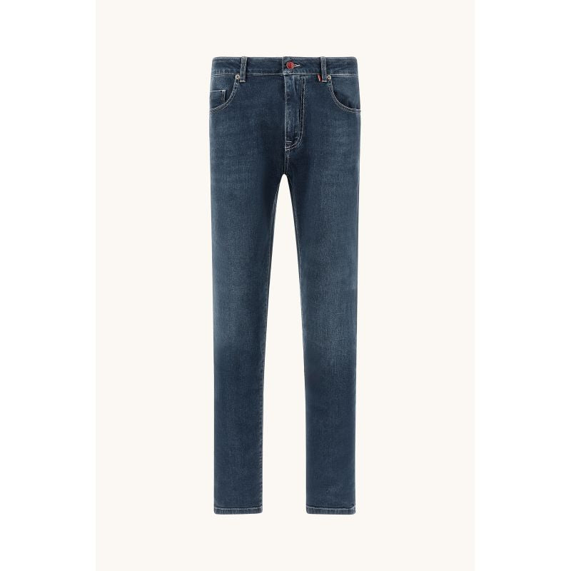 Paul&Shark Red Rivet five-pocket men's jeans in mid-navy denim (15314100-J02)
