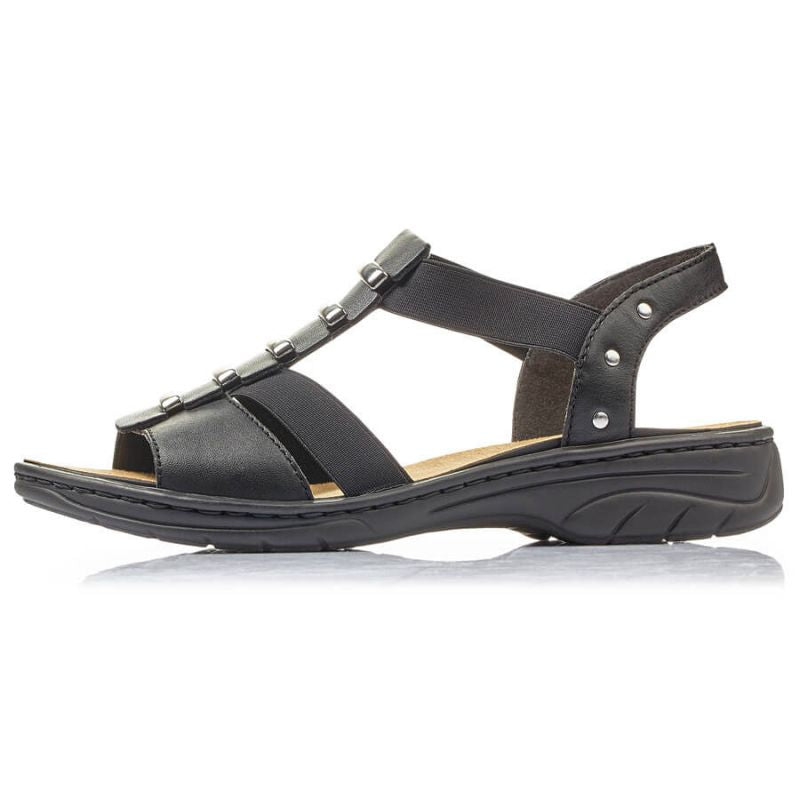 Black leather Roman sandals Rieker W 64580 Footwear/Outdoor Your Sports Performance
