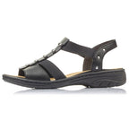 Black leather Roman sandals Rieker W 64580 Footwear/Outdoor Your Sports Performance