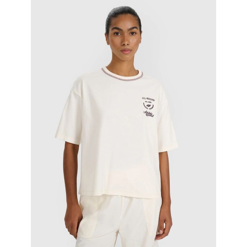 Women's oversize printed T-shirt 4F 4FRSS25TTSHF2979-11S *Kategoria tymczasowa Your Sports Performance