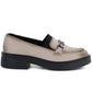 Women's leather loafers with thick soles, beige Vinceza 39985 Vinceza