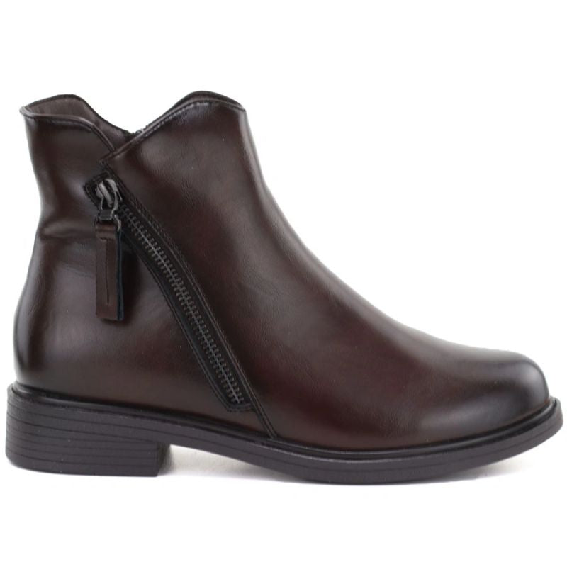 Chocolate Brown Lined Leather Ankle Boots for Women Potocki JE19485ac