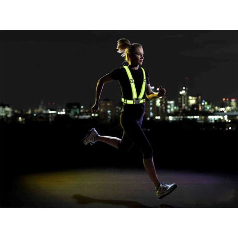 Adjustable reflective harness for running bike - black
