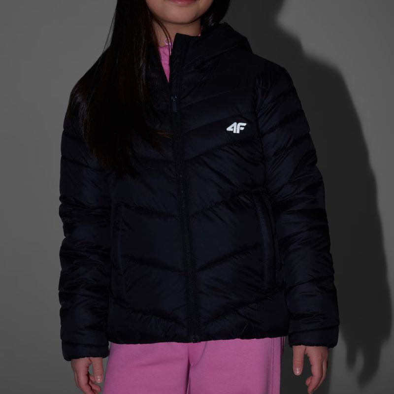 Girls' jacket 4F F0739 deep black 4FJWSS26TDJAF0739 20S