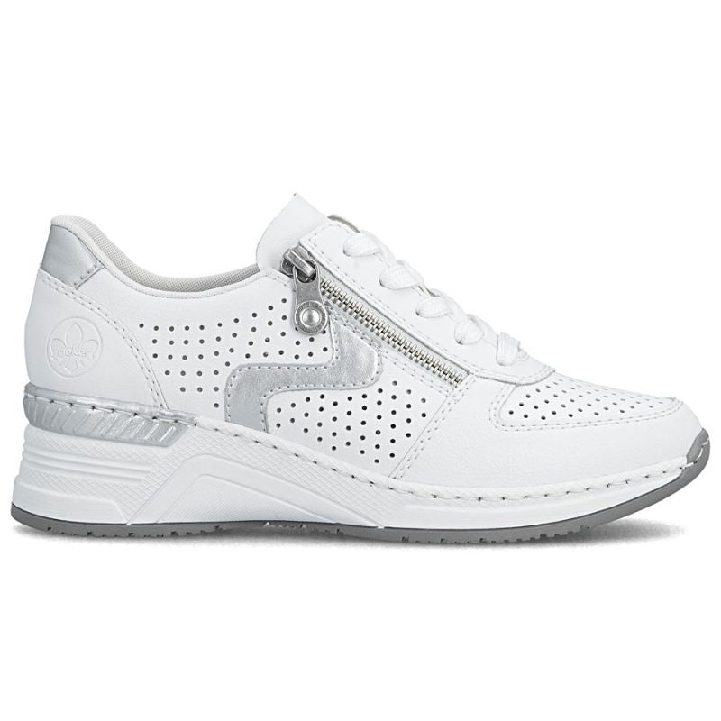 Women's leather wedge sneakers white Rieker N4340-80 To be categorized Your Sports Performance