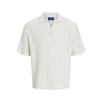 Jack&Jones men's T-shirt JORPAROS KNIT ESTER SS CROCHET POLO 12272562 SEA SALT Jack&Jones