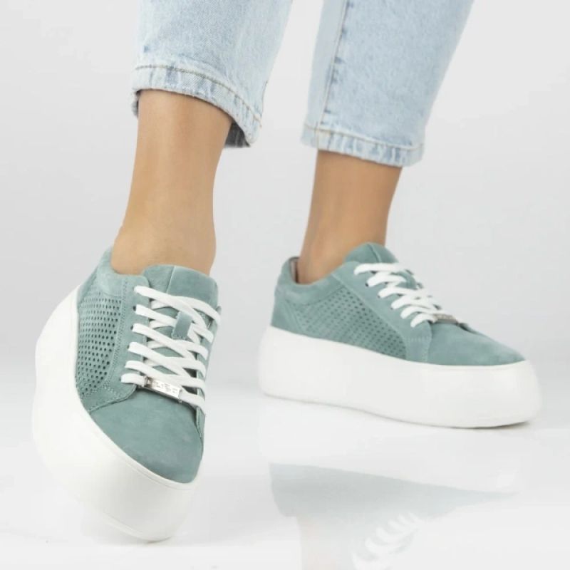Women's leather sneakers openwork green Filippo DP7520/26 Filippo