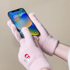 Women's winter telephone gloves with a snowman and a Christmas tree - pink Hurtel