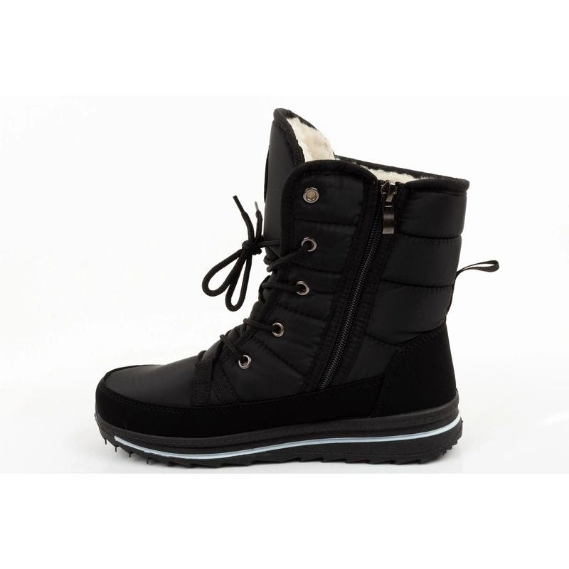 Progress Women’s Winter Boots, Black Insulated Snow Boots with Sheepskin Lining