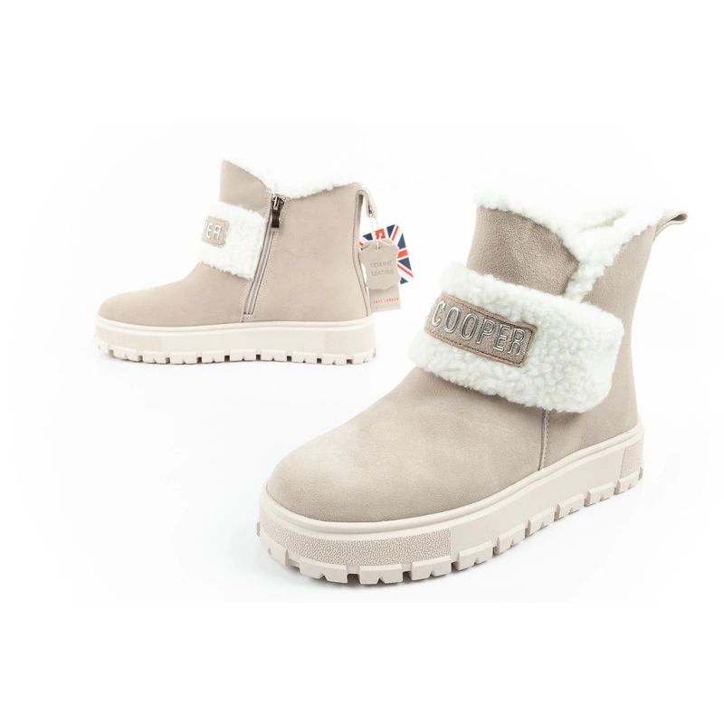 Lee Cooper women's boots winter boots fashionable sheepskin insulated leather beige Lee Cooper