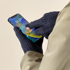 Braided telephone gloves with cut-outs for fingers - black Hurtel