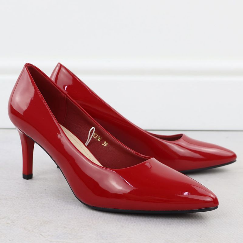 Women's patent leather pumps, red, Sergio Leone 1336 Footwear Your Sports Performance