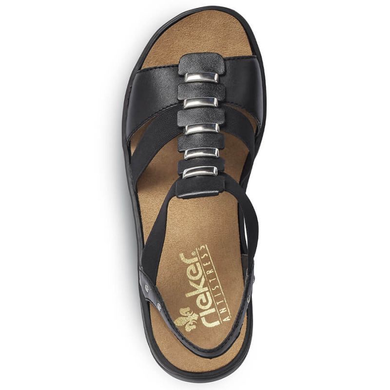 Black leather Roman sandals Rieker W 64580 Footwear/Outdoor Your Sports Performance