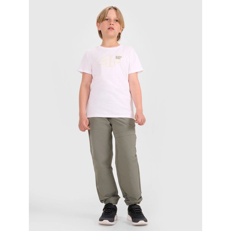 Boys' t-shirt with print 4F 4FJWAW25TTSHM2417-10S *Kategoria tymczasowa Your Sports Performance