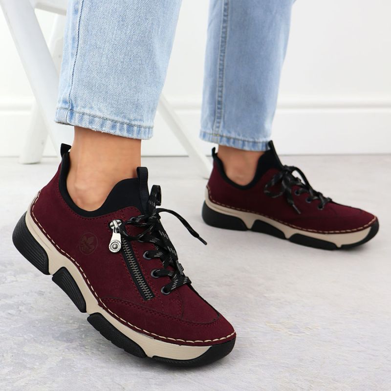 Comfortable women's burgundy shoes Rieker 45973-36 Footwear Your Sports Performance