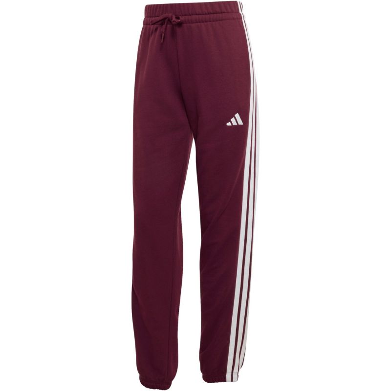 adidas Essentials 3-Stripes French Terry Cuffed Women's Trousers, Burgundy KR1029