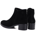 Women's leather ankle boots with a block heel, black Sergio Leone BT-52-S