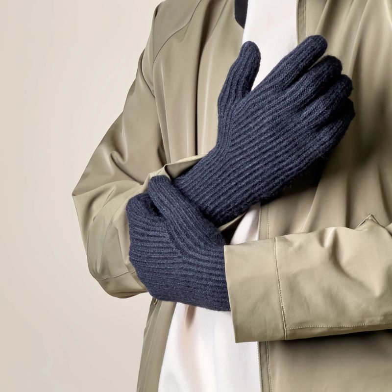Braided telephone gloves with cut-outs for fingers - black Hurtel