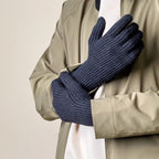 Braided telephone gloves with cut-outs for fingers - black Hurtel