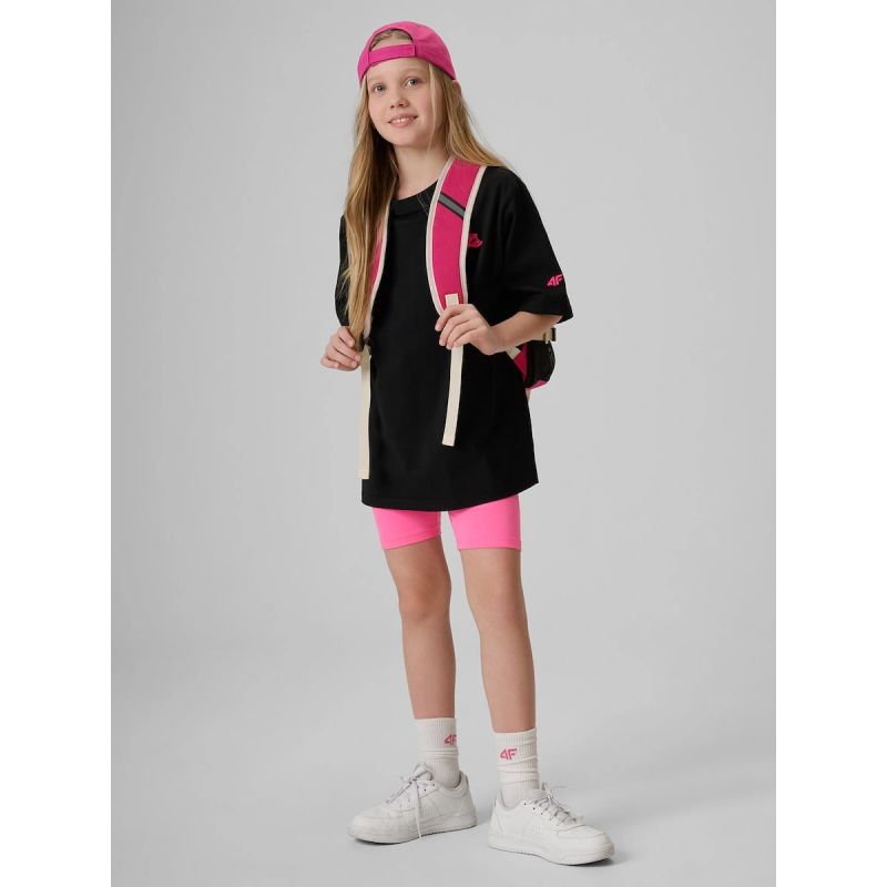 Girls' loose T-shirt with print 4F 4FJRSS26TTSHF3910-20S