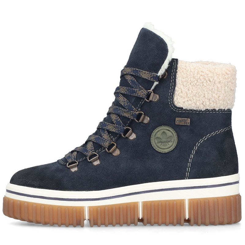 Rieker Y6347-14 Navy Blue Waterproof Leather Women's Ankle Boots