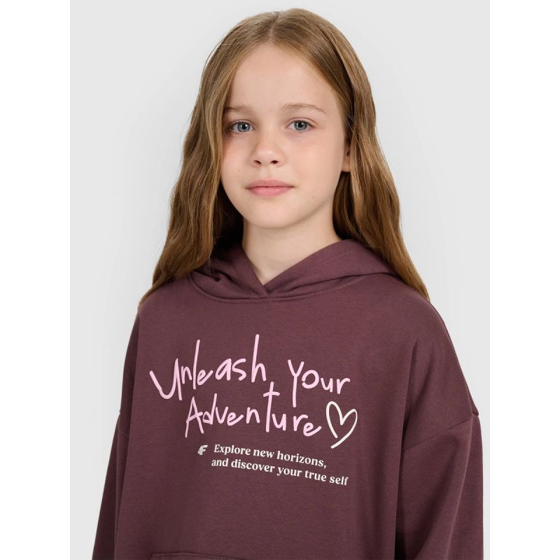 Oversized sweatshirt with hood, unzipped, for girls, 4F 4FJRAW25TSWSF2429-51S 4f