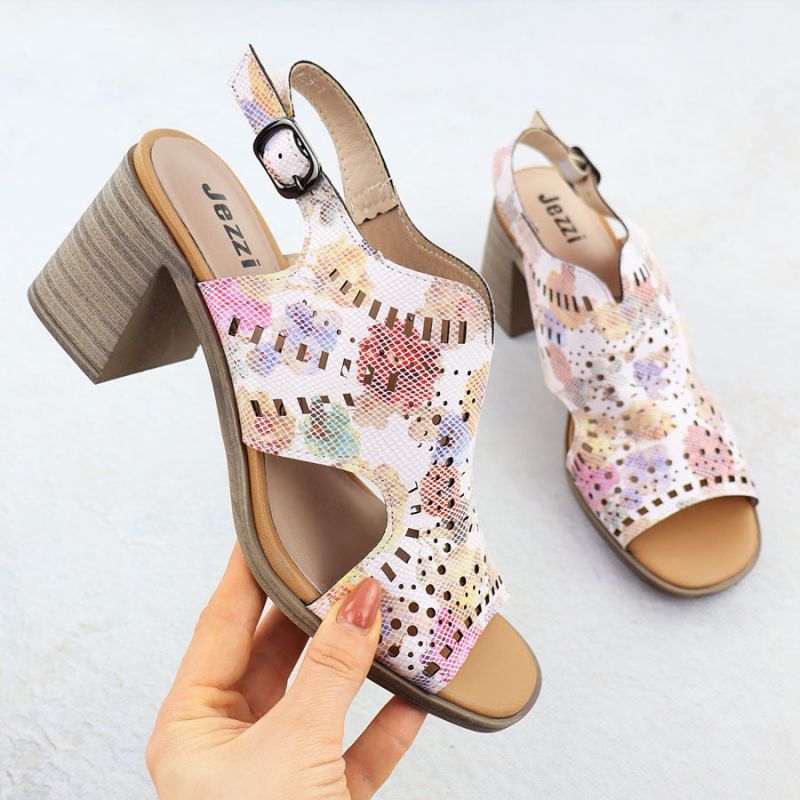 Women's openwork floral high-heeled sandals Jezzi 24125 Footwear Your Sports Performance