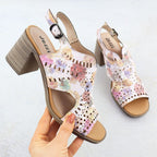 Women's openwork floral high-heeled sandals Jezzi 24125 Footwear Your Sports Performance
