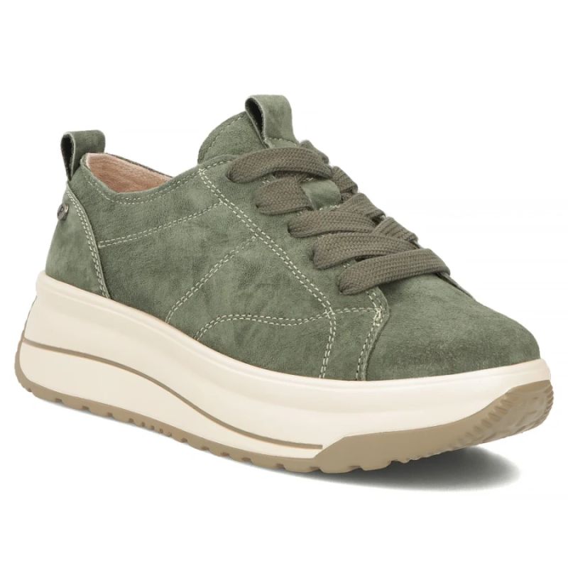 Filippo DP7959 green leather platform sneakers