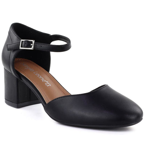 Sergio Leone SK844 women's black block heel sandals LEONE