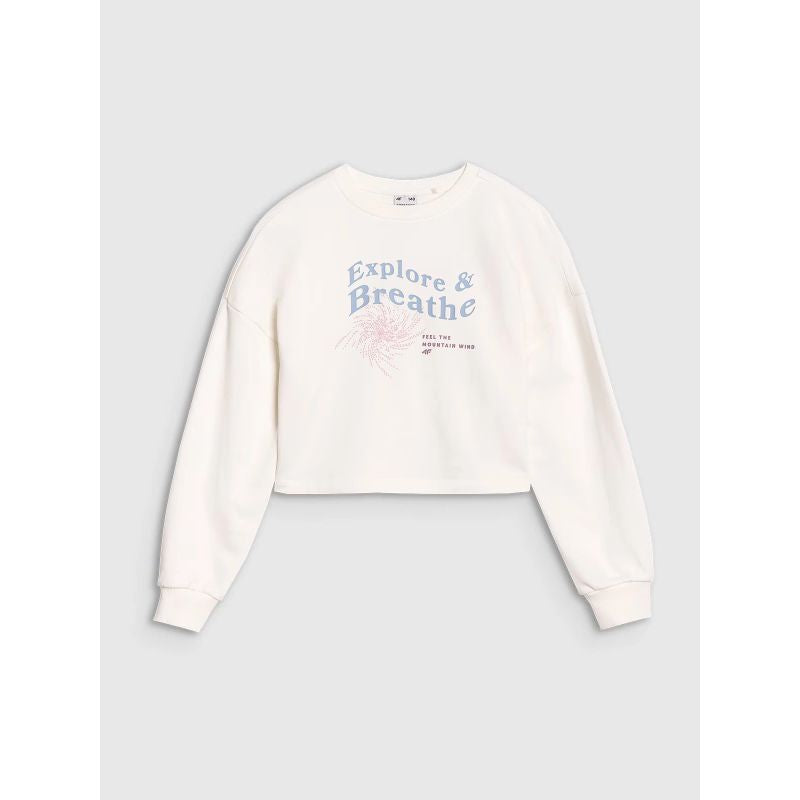 Girls' sweatshirt without a hood, 4F 4FJWSS25TSWSF1483-11S *Kategoria tymczasowa Your Sports Performance