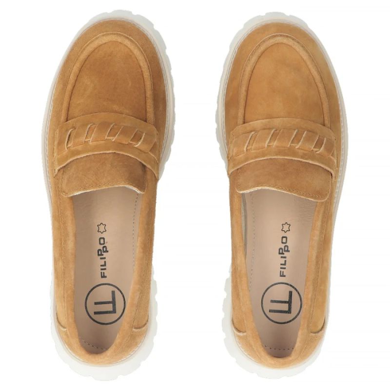 Women's leather suede brogues, camel, Filippo DP7554 Filippo