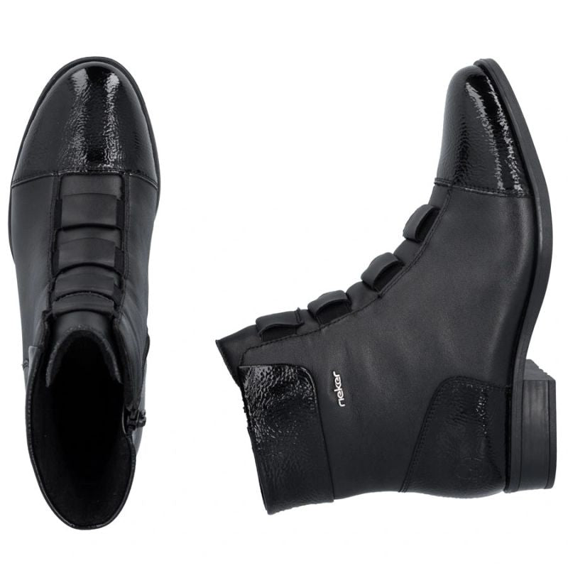 Rieker 77053-00 comfortable black women's leather ankle boots