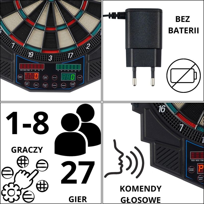 ELECTRONIC DART WITH POWER SUPPLY AND 4 COUNTERS 49CM ENERO PRO Accessories Your Sports Performance
