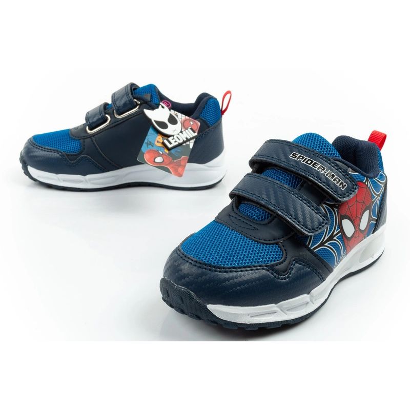 Leomil children's sports shoes Spiderman sneakers lightweight with velcro black blue