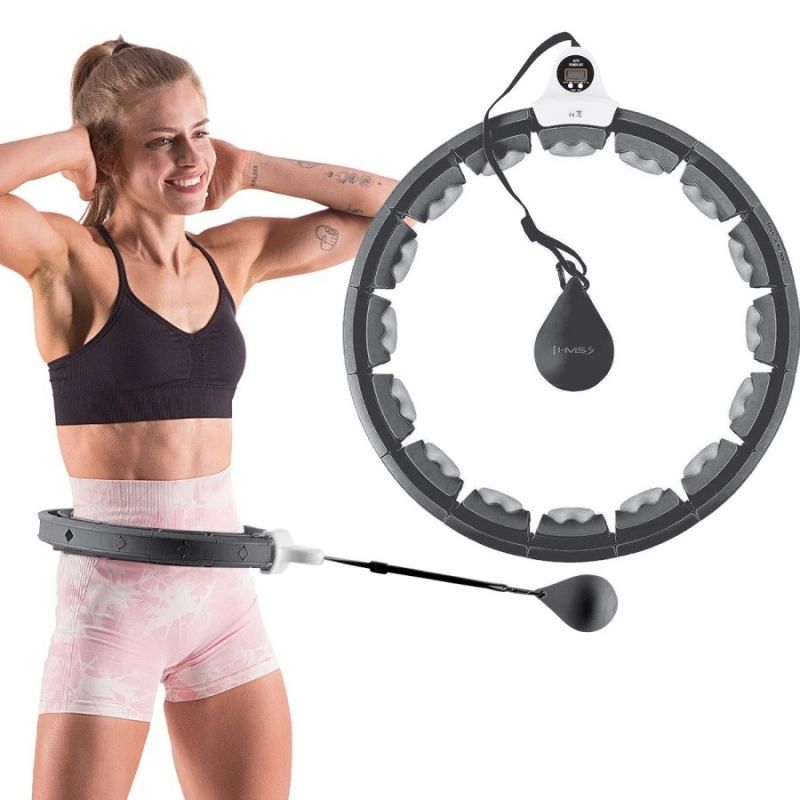 HMS HHW06 Hula Hoop with Studs, Weight and Counter, Black In preparation Your Sports Performance