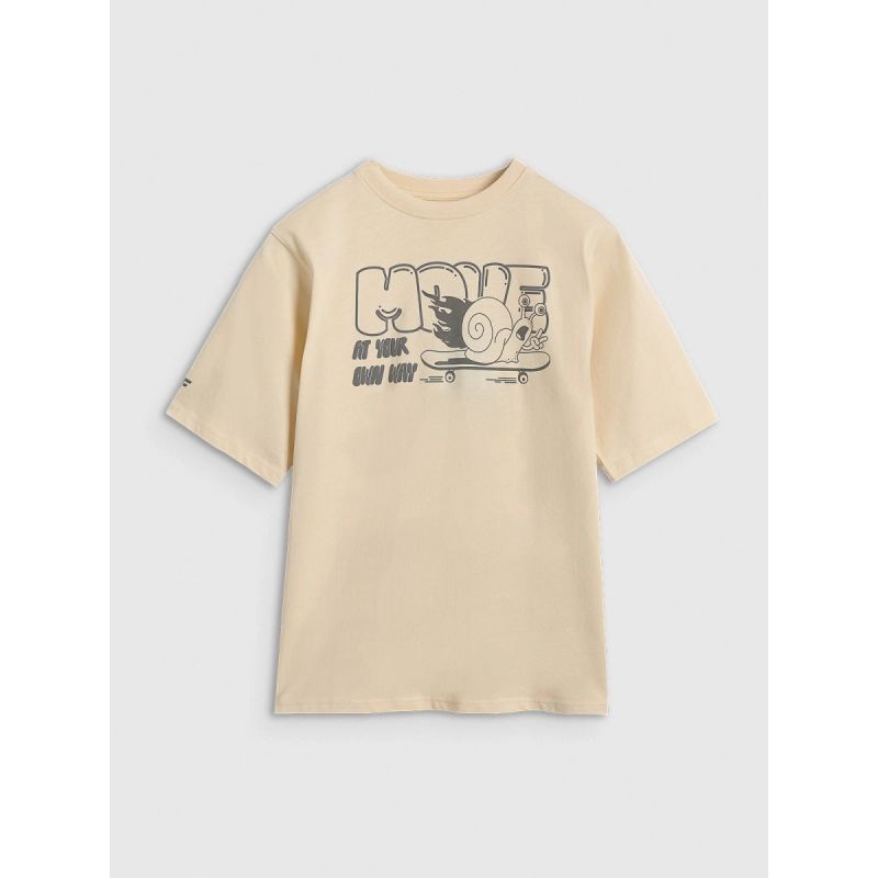 Boy's oversize T-shirt with print 4F 4FJRAW25TTSHM3208-12S *Kategoria tymczasowa Your Sports Performance