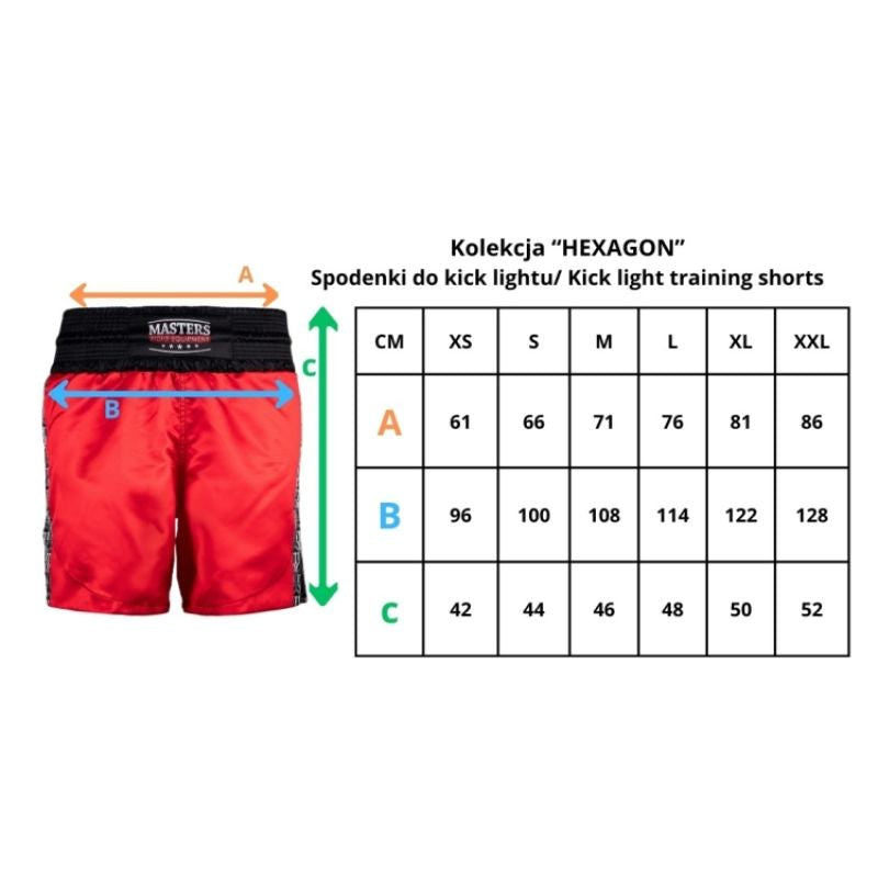 Kick Light Shorts MASTERS "HEXAGON" (WAKO APPROVED) MASTERS FIGHT EQUIPMENT