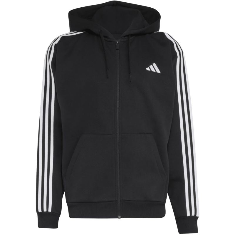 Men's adidas Essentials 3-Stripes Fleece Full-Zip Hoodie Black KY6559