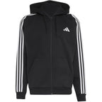 Men's adidas Essentials 3-Stripes Fleece Full-Zip Hoodie Black KY6559