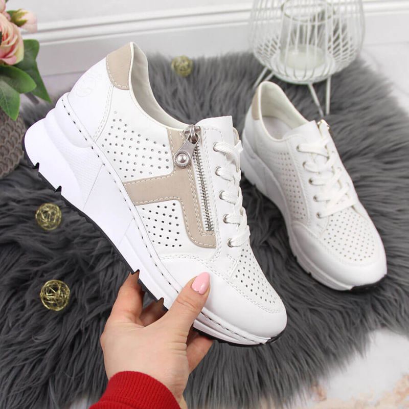 Rieker W N6304-80 white leather wedge shoes Footwear/Lifestyle/Rieker Your Sports Performance